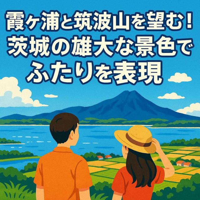 「霞ヶ浦と筑波山を望む！茨城の雄大な景色でふたりを表現」