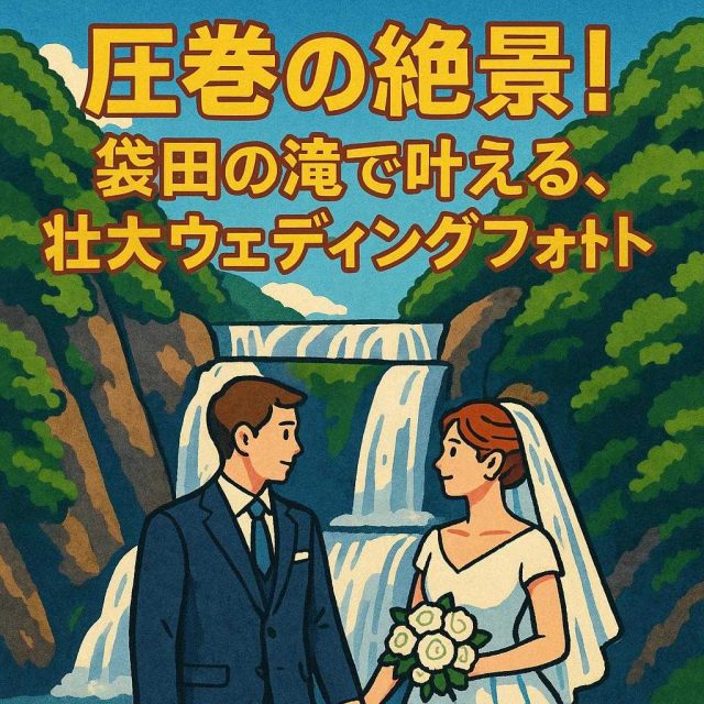 「圧巻の絶景！袋田の滝で叶える、壮大ウェディングフォト」