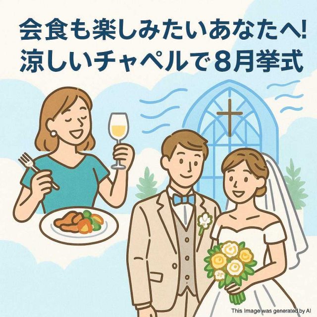 会食も楽しみたいあなたへ！涼しいチャペルでの8月挙式