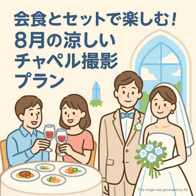 会食とセットで楽しむ！8月の涼しいチャペル撮影プラン