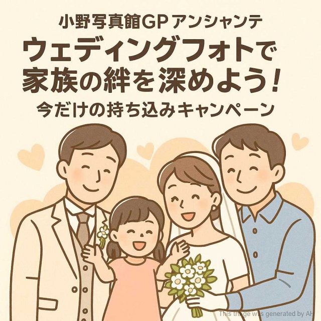 小野写真館GPアンシャンテ ウェディングフォトで家族の絆を深めよう！今だけの持ち込みキャンペーン