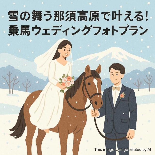 雪の舞う那須高原で叶える！乗馬ウェディングフォトプラン