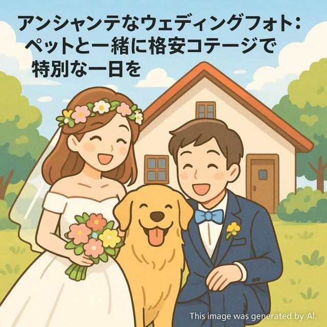 アンシャンテなウェディングフォト: ペットと一緒に格安コテージで特別な一日を