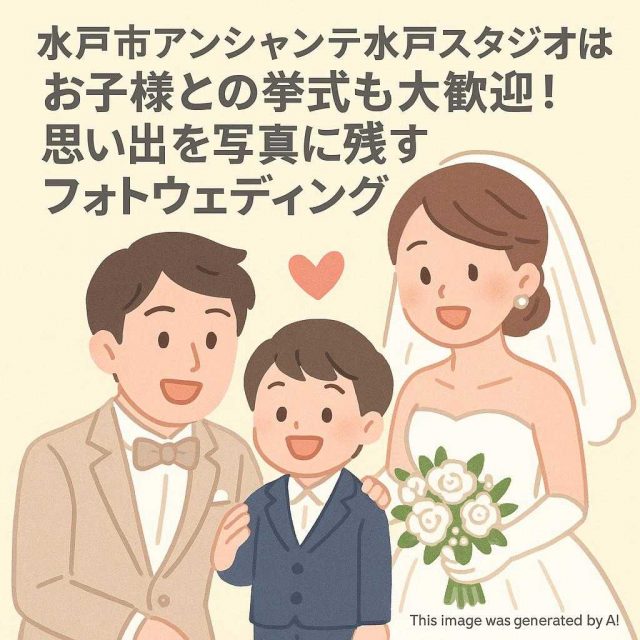 水戸市アンシャンテ水戸スタジオはお子様との挙式も大歓迎！思い出を写真に残すフォトウェディング
