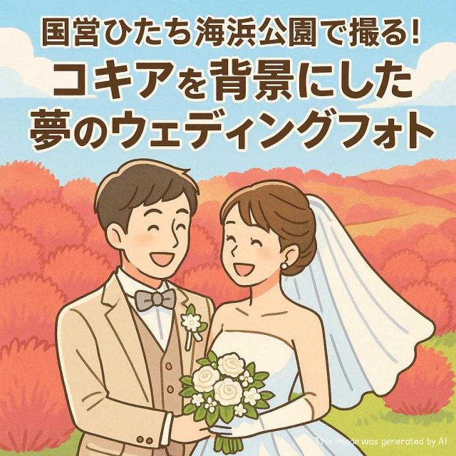 国営ひたち海浜公園で撮る！コキアを背景にした夢のウェディングフォト