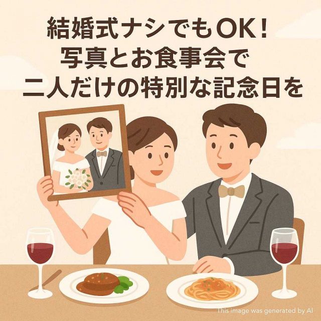 結婚式ナシでもOK！写真とお食事会で二人だけの特別な記念日を