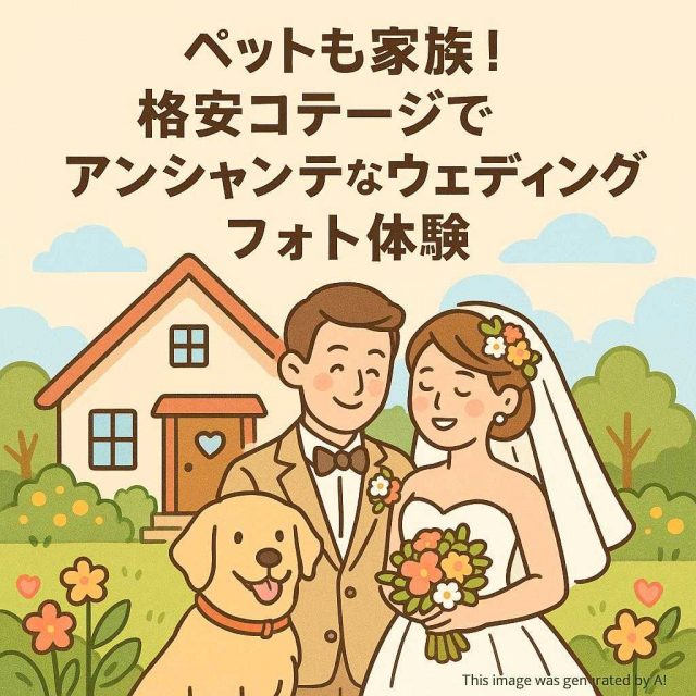 ペットも家族! 格安コテージでアンシャンテなウェディングフォト体験