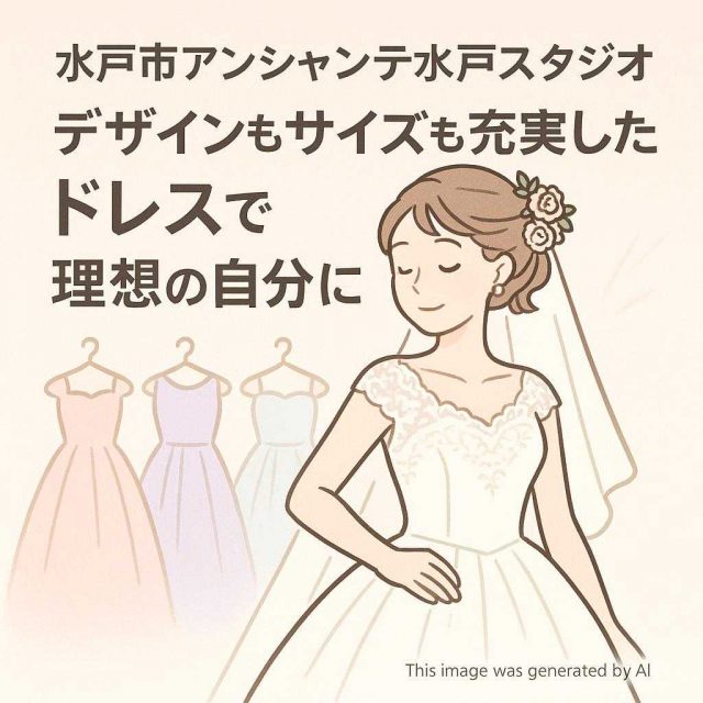 水戸市アンシャンテ水戸スタジオ デザインもサイズも充実したドレスで理想の自分に