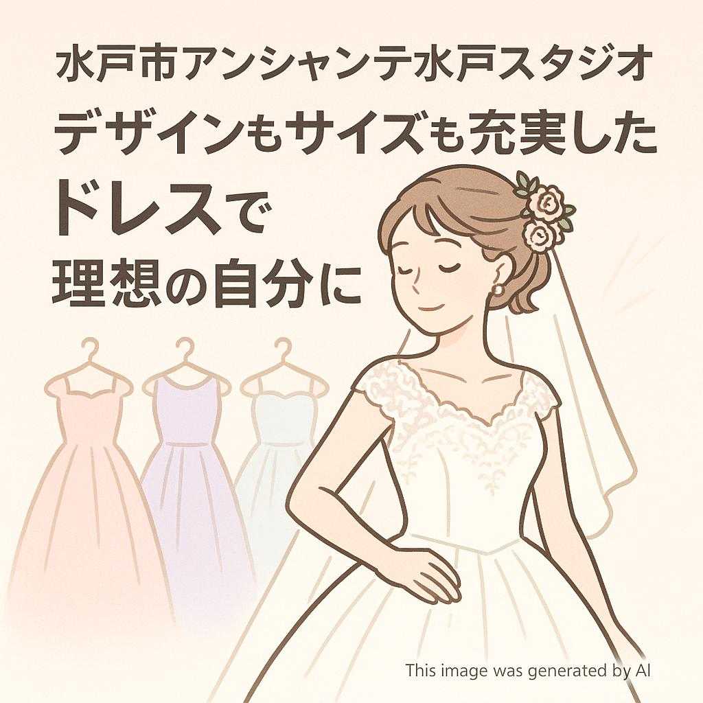 水戸市アンシャンテ水戸スタジオ デザインもサイズも充実したドレスで理想の自分に