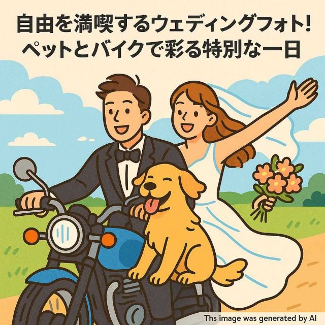 自由を満喫するウェディングフォト！ペットとバイクで彩る特別な一日