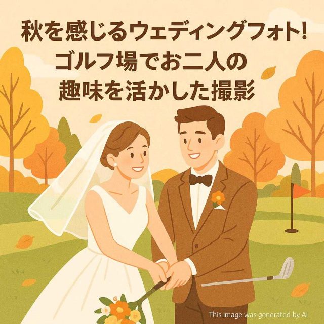 秋を感じるウェディングフォト！ゴルフ場でお二人の趣味を活かした撮影