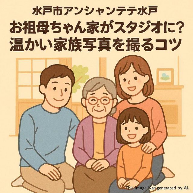 水戸市アンシャンテ水戸 お祖母ちゃん家がスタジオに？温かい家族写真を撮るコツ