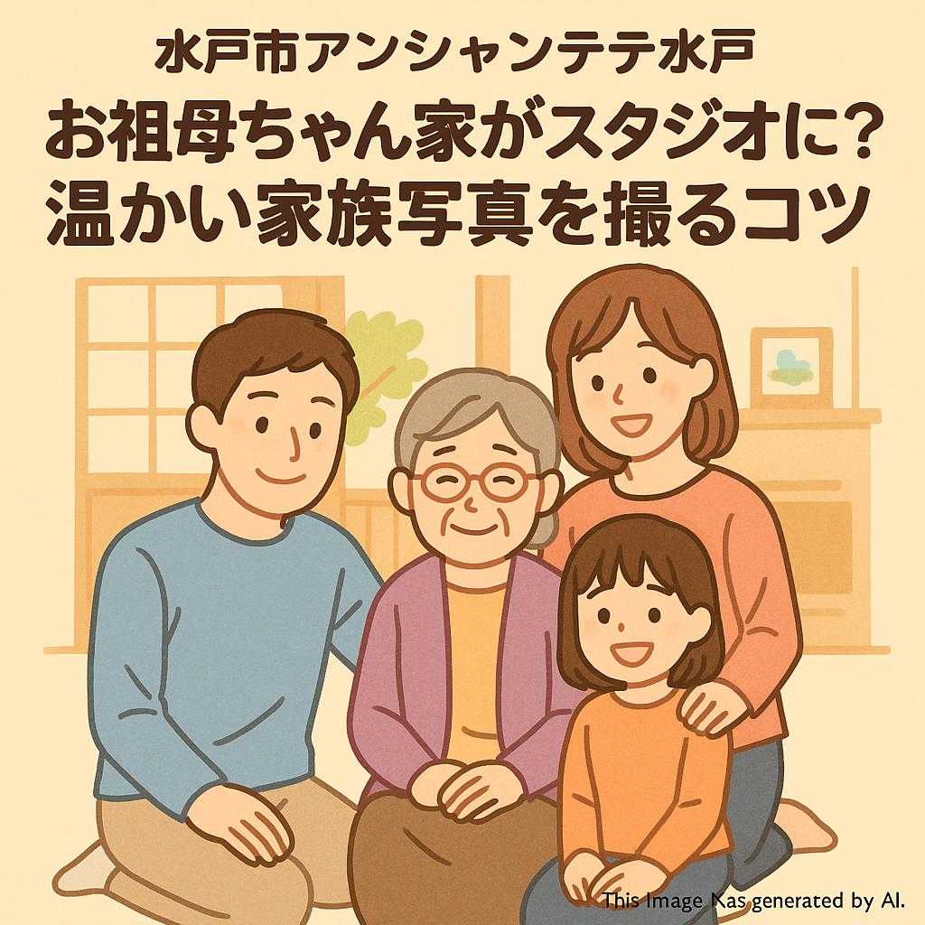 水戸市アンシャンテ水戸 お祖母ちゃん家がスタジオに？温かい家族写真を撮るコツ