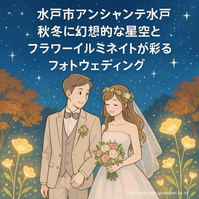 水戸市アンシャンテ水戸 秋冬に幻想的な星空とフラワーイルミネイトが彩るフォトウェディング