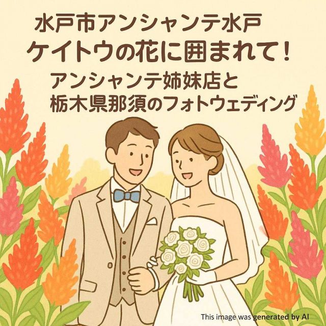 水戸市アンシャンテ水戸 ケイトウの花に囲まれて！アンシャンテ姉妹店と栃木県那須のフォトウェディング