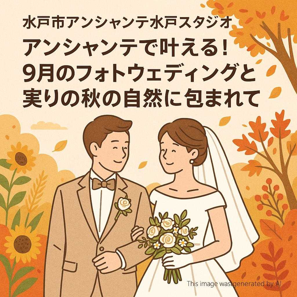 水戸市アンシャンテ水戸スタジオ アンシャンテで叶える！9月のフォトウェディングと実りの秋の自然に包まれて