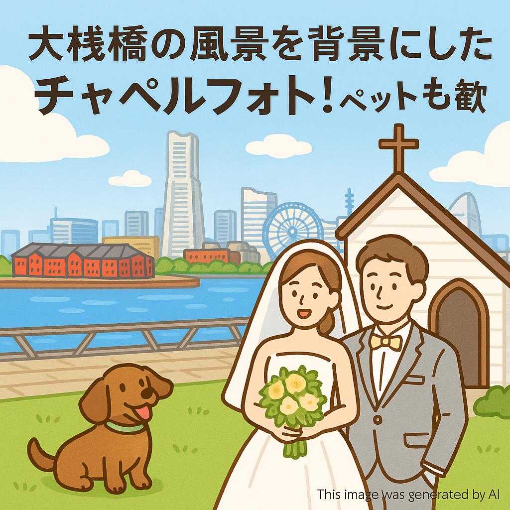 大桟橋の風景を背景にしたチャペルフォト！ペットも歓迎