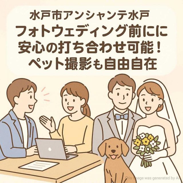 水戸市アンシャンテ水戸 フォトウェディング前に安心の打ち合わせ可能！ペット撮影も自由自在