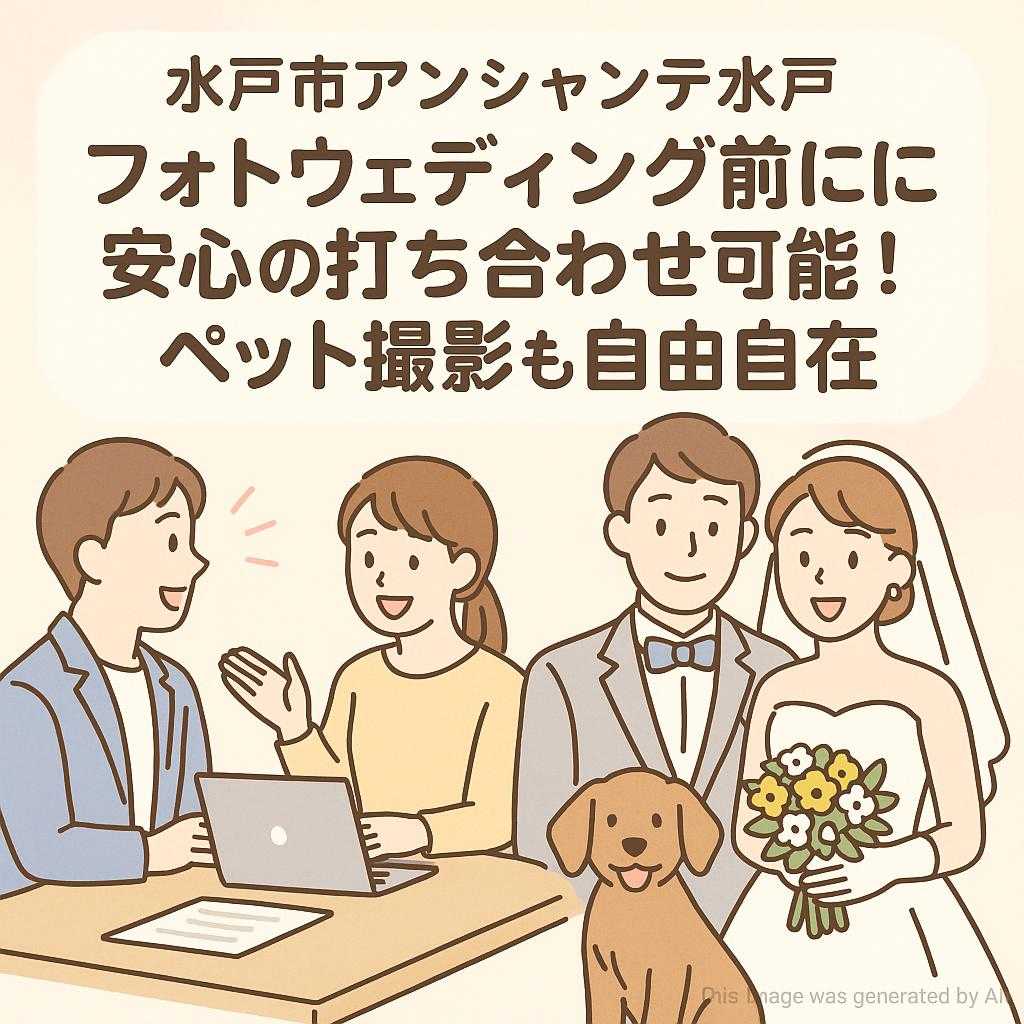 水戸市アンシャンテ水戸 フォトウェディング前に安心の打ち合わせ可能！ペット撮影も自由自在