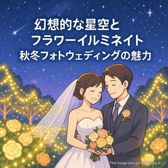 幻想的な星空とフラワーイルミネイト 秋冬フォトウェディングの魅力
