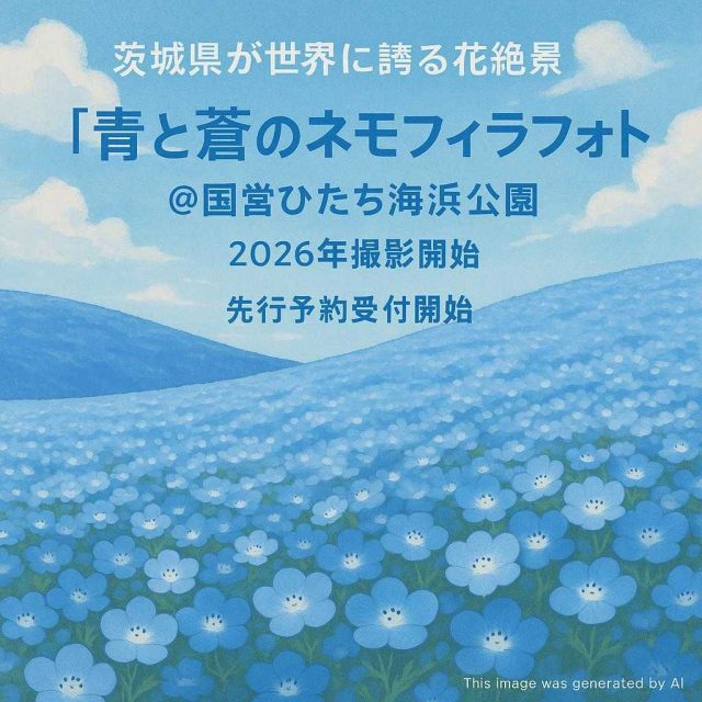 茨城県が世界に誇る花絶景 『青と蒼のネモフィラフォト』 ＠国営ひたち海浜公園  2026年撮影 先行予約受付開始