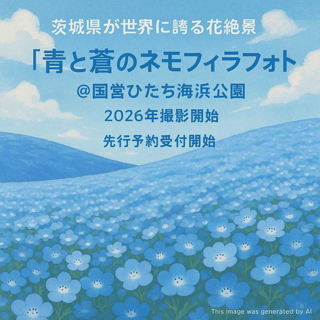 茨城県が世界に誇る花絶景 『青と蒼のネモフィラフォト』 ＠国営ひたち海浜公園  2026年撮影 先行予約受付開始