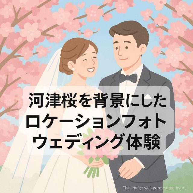 河津桜を背景にしたロケーションフォトウェディング体験