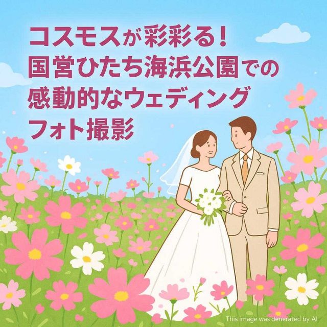 コスモスが彩る！国営ひたち海浜公園での感動的なウェディングフォト撮影