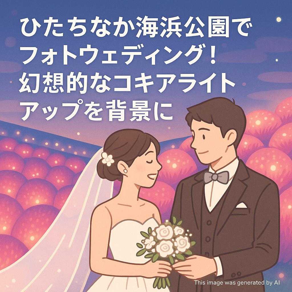 ひたちなか海浜公園でフォトウェディング！幻想的なコキアライトアップを背景に