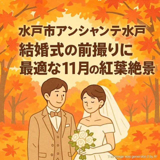 水戸市アンシャンテ水戸 結婚式の前撮りに最適な11月の紅葉絶景