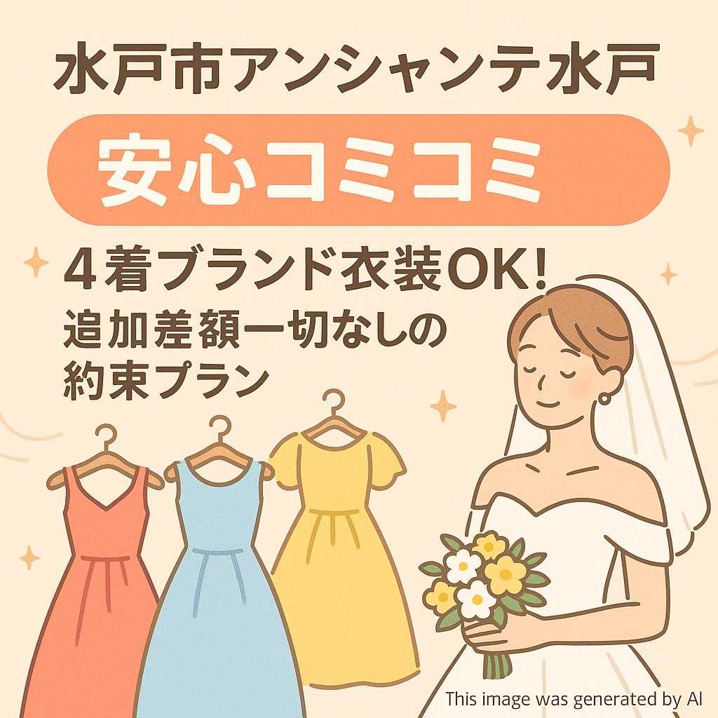 水戸市アンシャンテ水戸 【安心コミコミ】4着ブランド衣装OK！ 追加差額一切なしの約束プラン