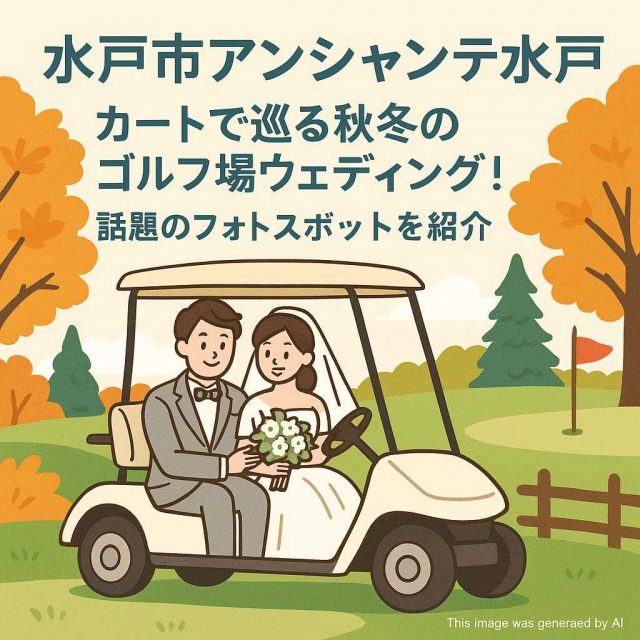 水戸市アンシャンテ水戸 カートで巡る秋冬のゴルフ場ウェディング！話題のフォトスポットを紹介