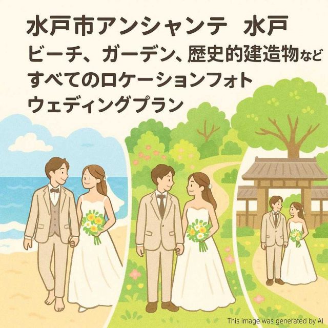 水戸市アンシャンテ水戸 ビーチ、ガーデン、歴史的建造物など、すべてのロケーションフォトウェディングプラン