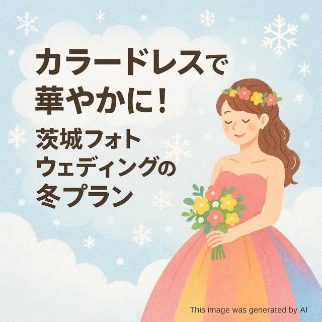 カラードレスで華やかに! 茨城フォトウェディングの冬プラン
