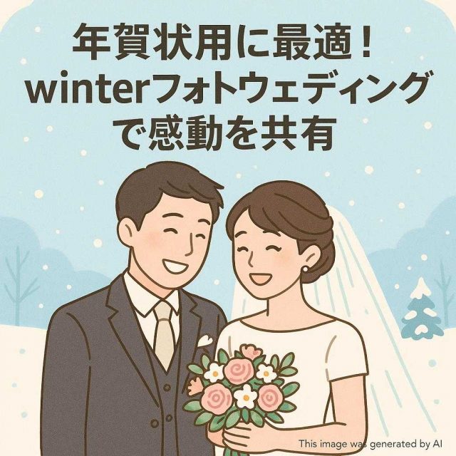 年賀状用に最適！winterフォトウェディングで感動を共有