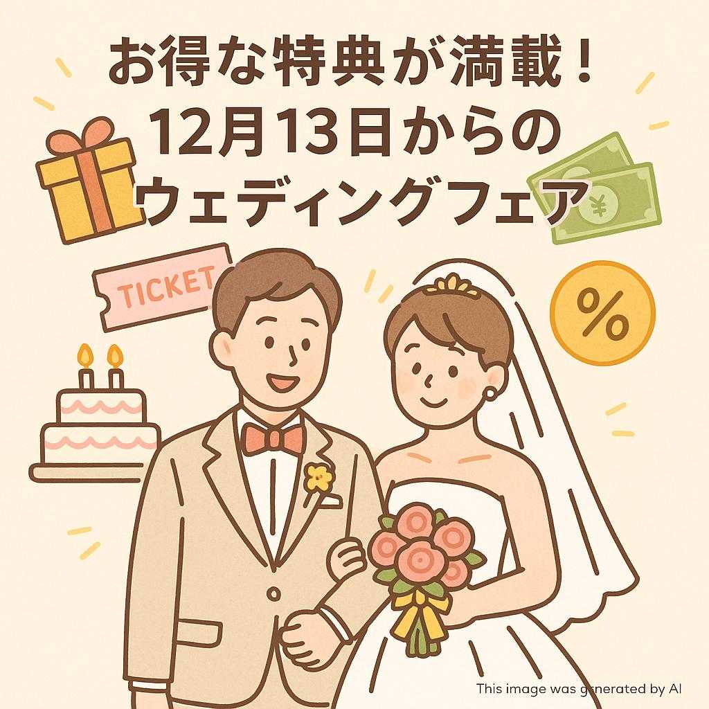 お得な特典が満載!12月13日からのウェディングフェア