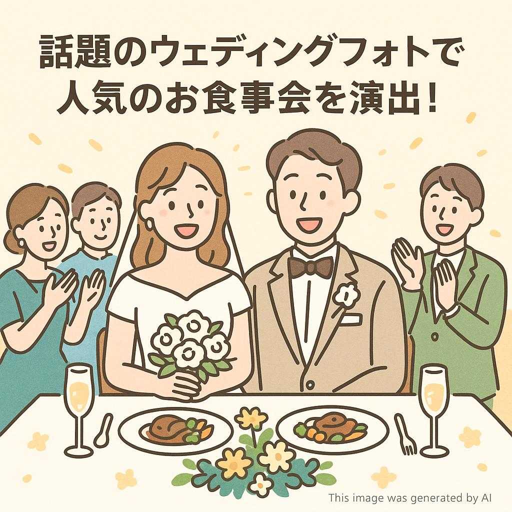 話題のウェディングフォトで人気のお食事会を演出！