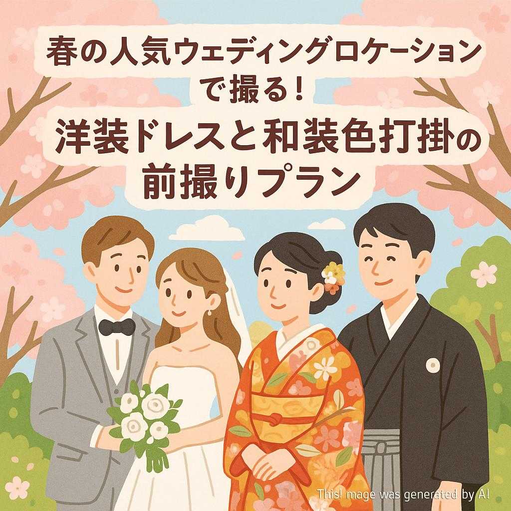 春の人気ウェディングロケーションで撮る! 洋装ドレスと和装色打掛の前撮りプラン