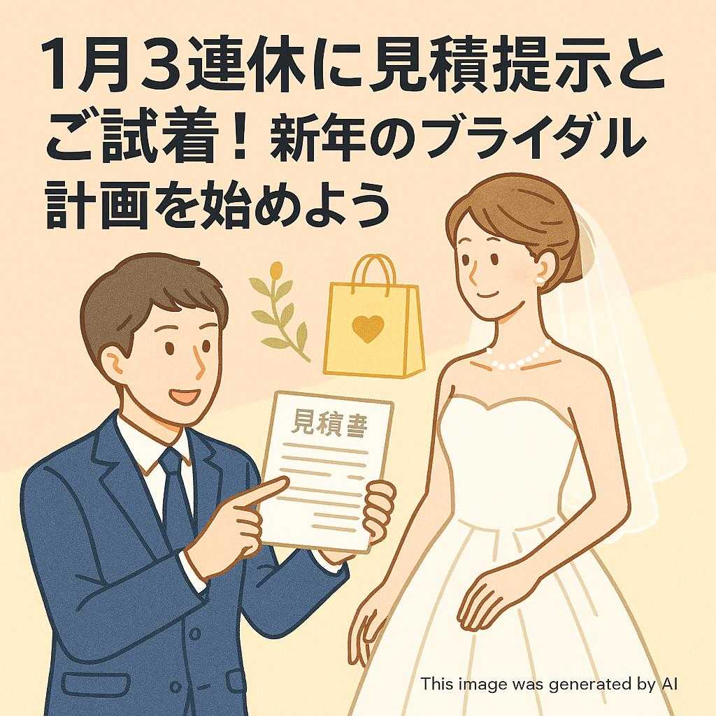 １月３連休に見積提示とご試着！新年のブライダル計画を始めよう