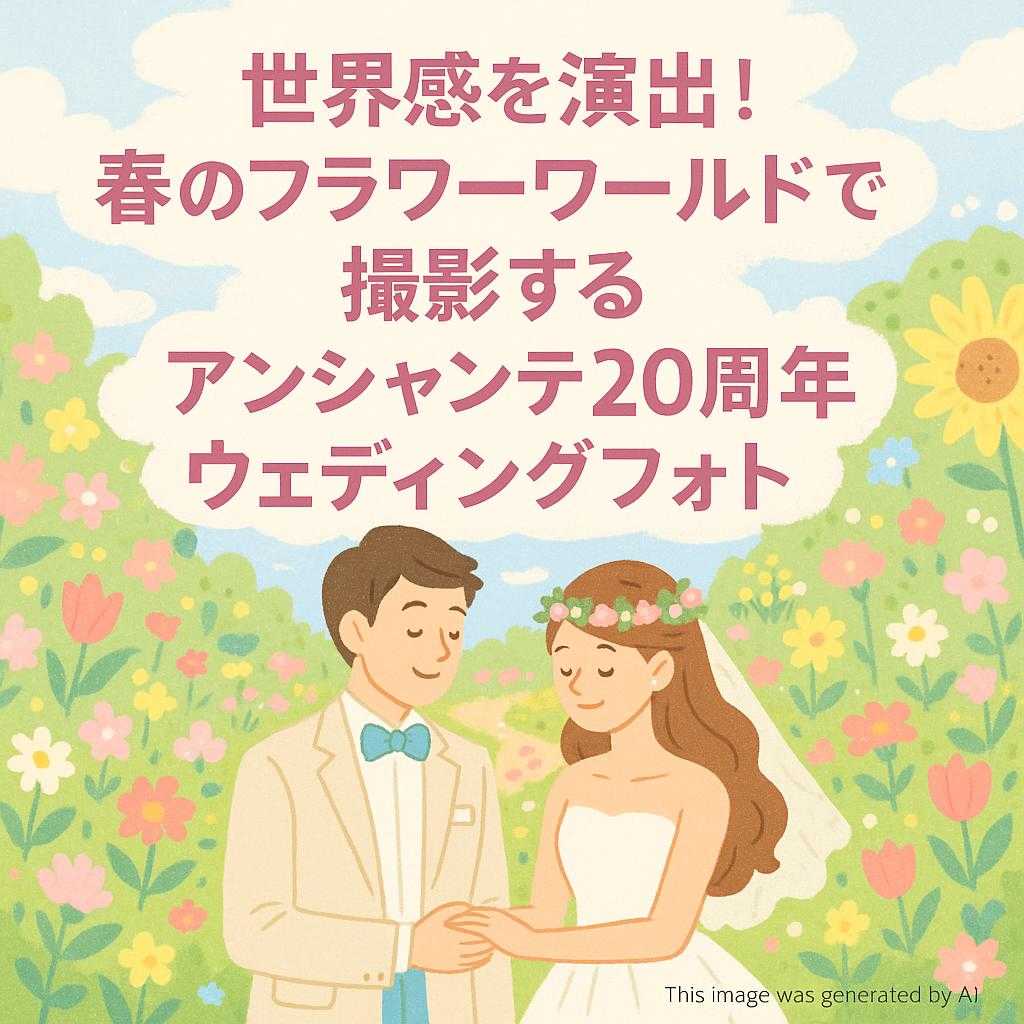 世界感を演出!春のフラワーワールドで撮影するアンシャンテ20周年ウェディングフォト