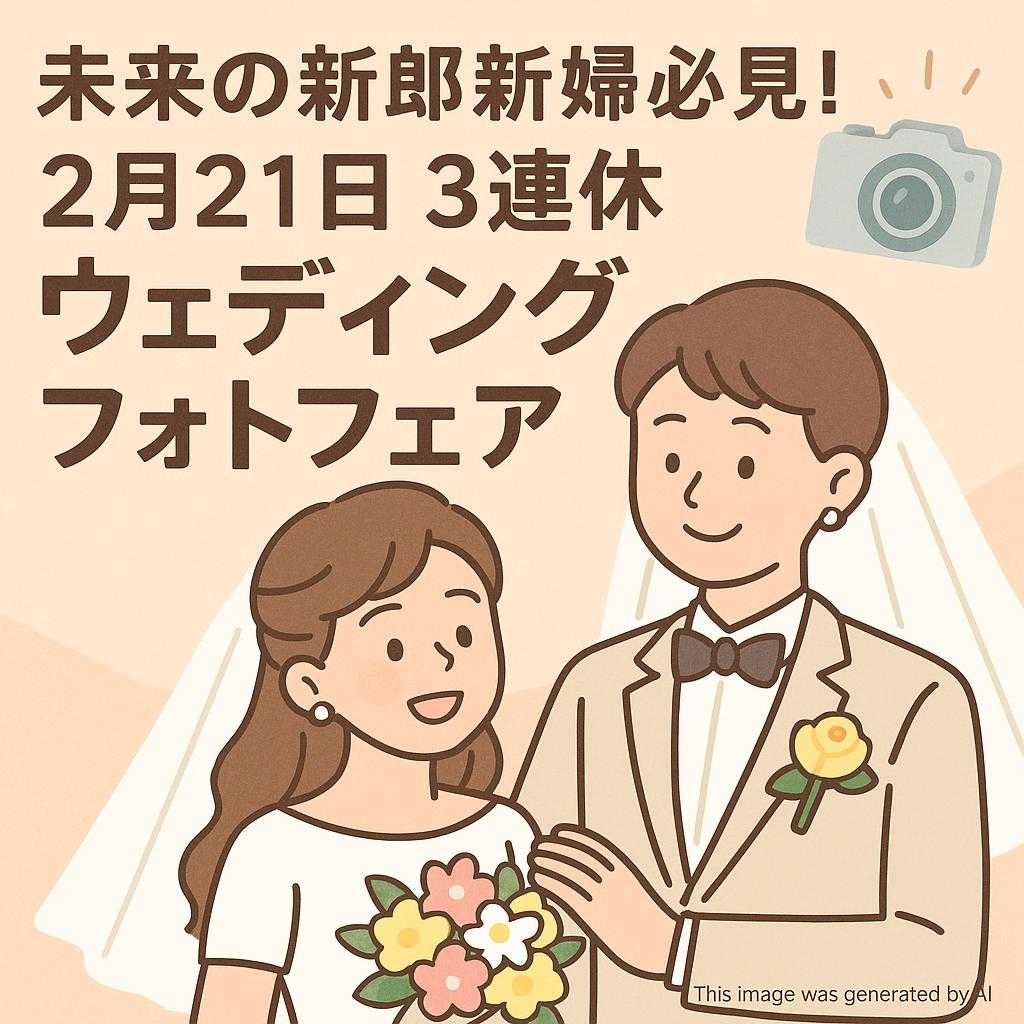 未来の新郎新婦必見！2月21日3連休ウェディングフォトフェア