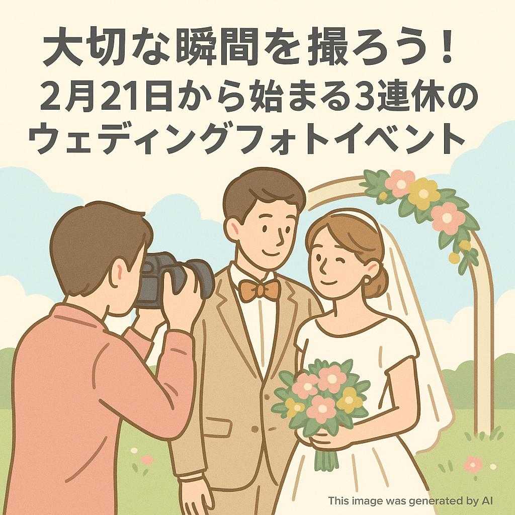 大切な瞬間を撮ろう！2月21日から始まる3連休のウェディングフォトイベント