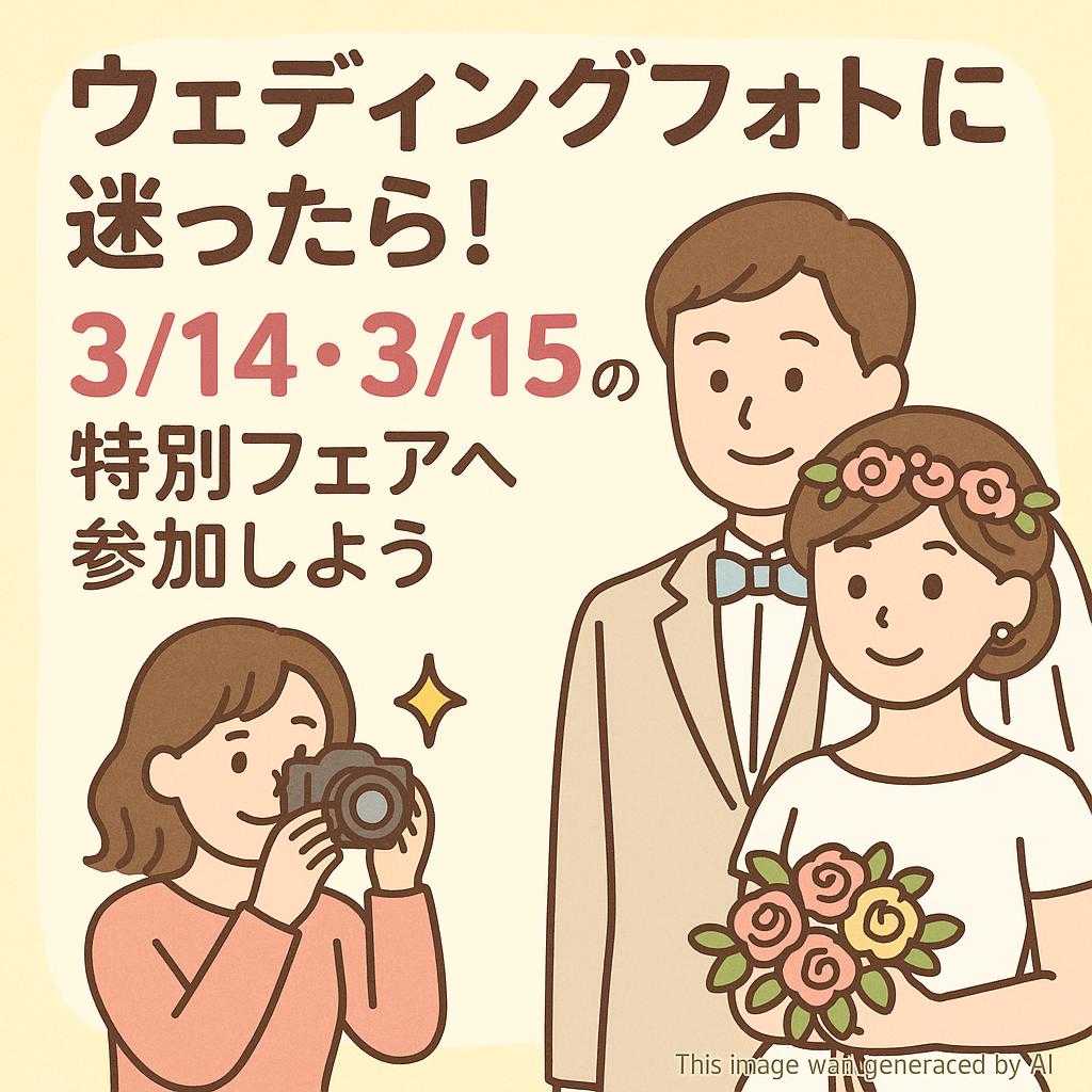 ウェディングフォトに迷ったら！3/14・3/15の特別フェアへ参加しよう