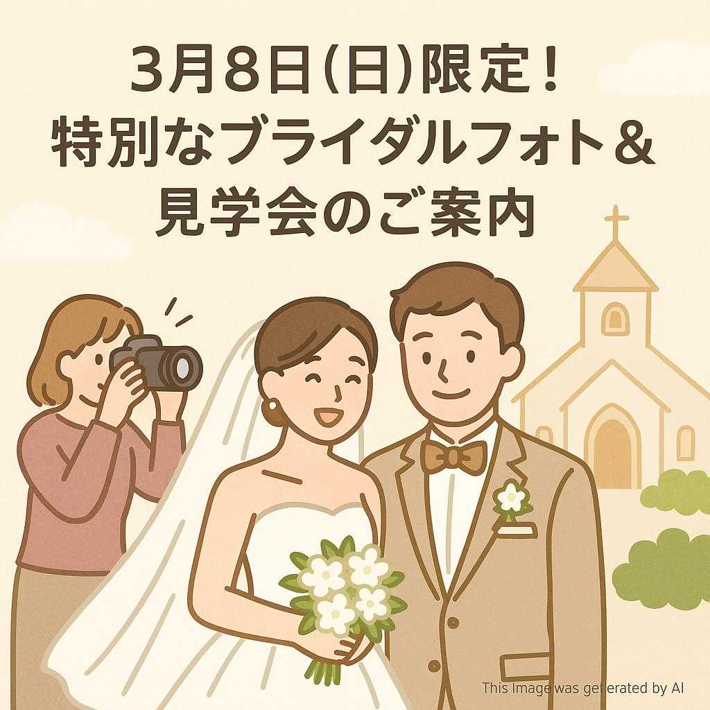 3月8日日曜日限定!特別なブライダルフォト&見学会のご案内