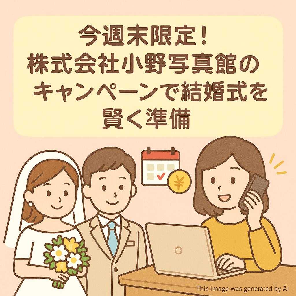 今週末限定！株式会社小野写真館のキャンペーンで結婚式を賢く準備
