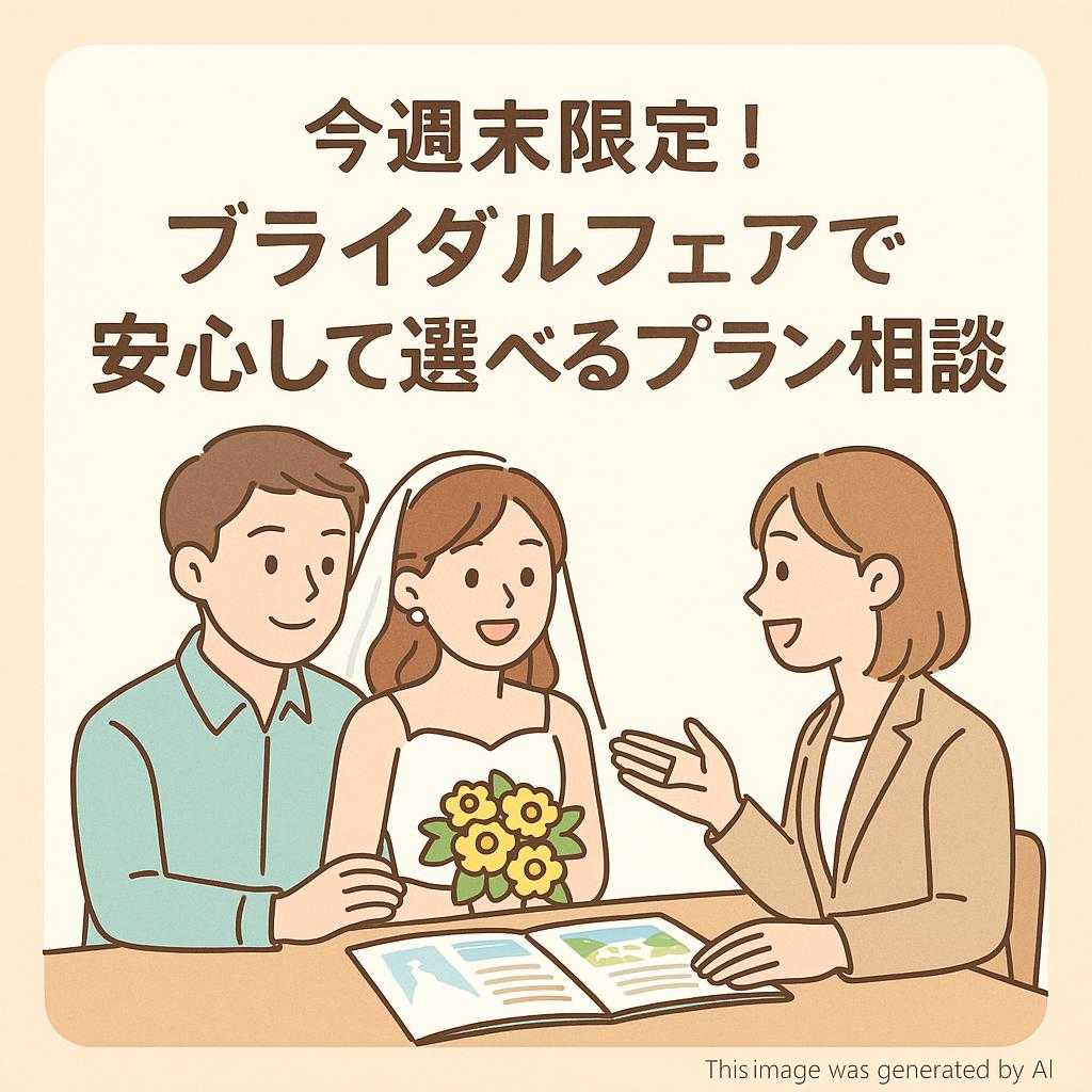 今週末限定！ブライダルフェアで安心して選べるプラン相談会