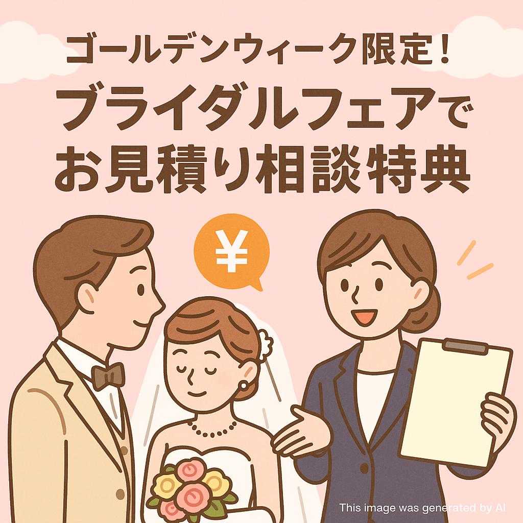 ゴールデンウィーク限定！ブライダルフェアでお見積り相談特典