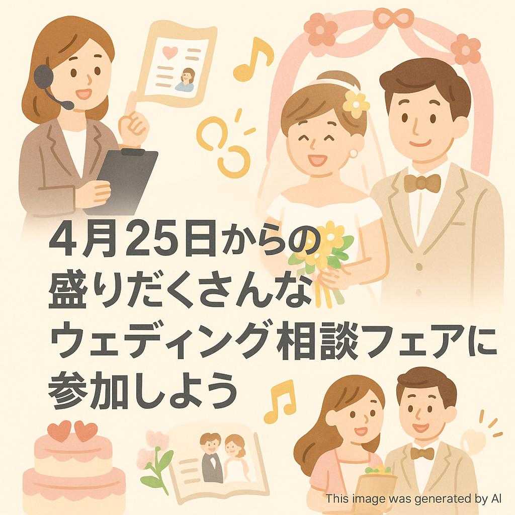 4月25日からの盛りだくさんなウェディング相談フェアに参加しよう