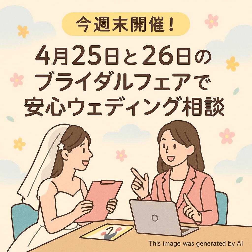 今週末開催！4月25日と26日のブライダルフェアで安心ウェディング相談