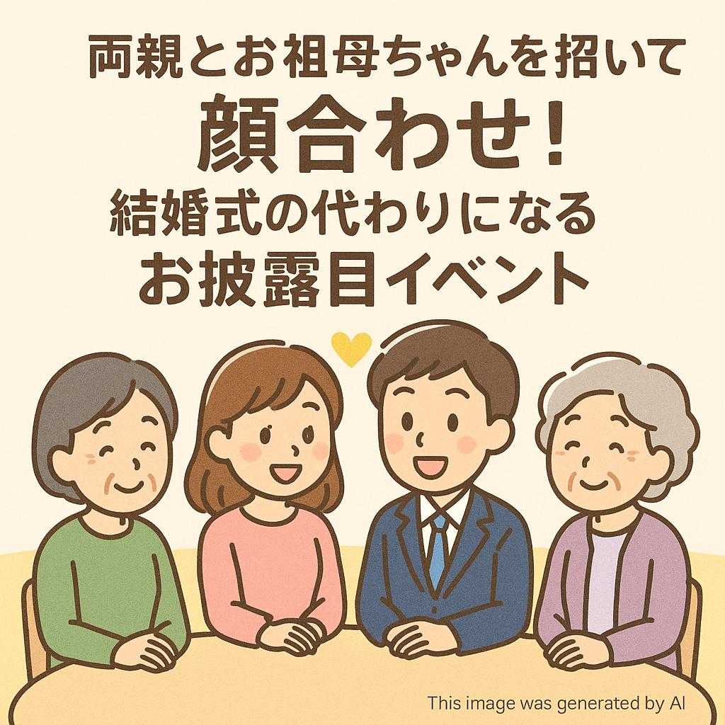 両親とお祖母ちゃんを招いて顔合わせ！結婚式の代わりになるお披露目イベント